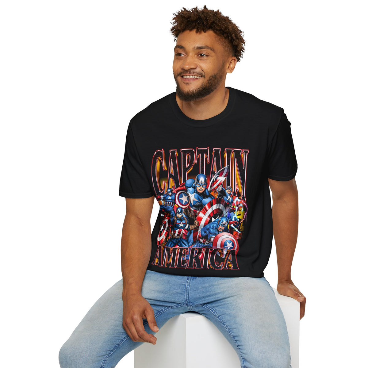 Vintage 90s Superheroes Bootleg Style T-Shirt, CAP Retro Superheroes Shirt Unisex Graphic Tee
