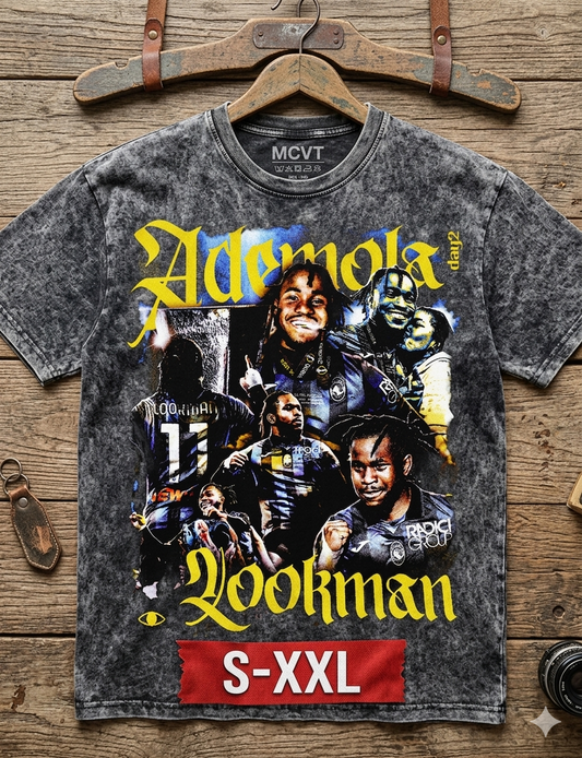 SOCCER LEGENDS Jumbo Print Acid Washed Vintage 90s Style Heavyweight T-Shirt