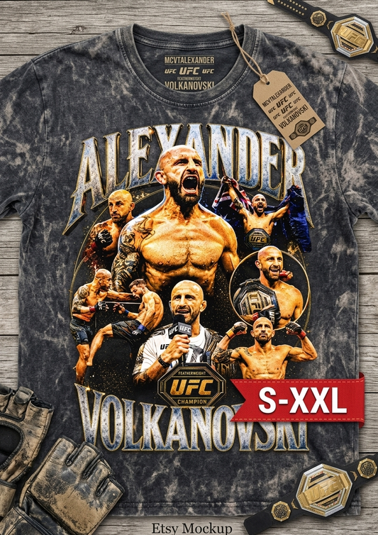 FIGHTER LEGENDS ALEXANDER Jumbo Print Acid Washed Vintage 90s Style Heavyweight T-Shirt