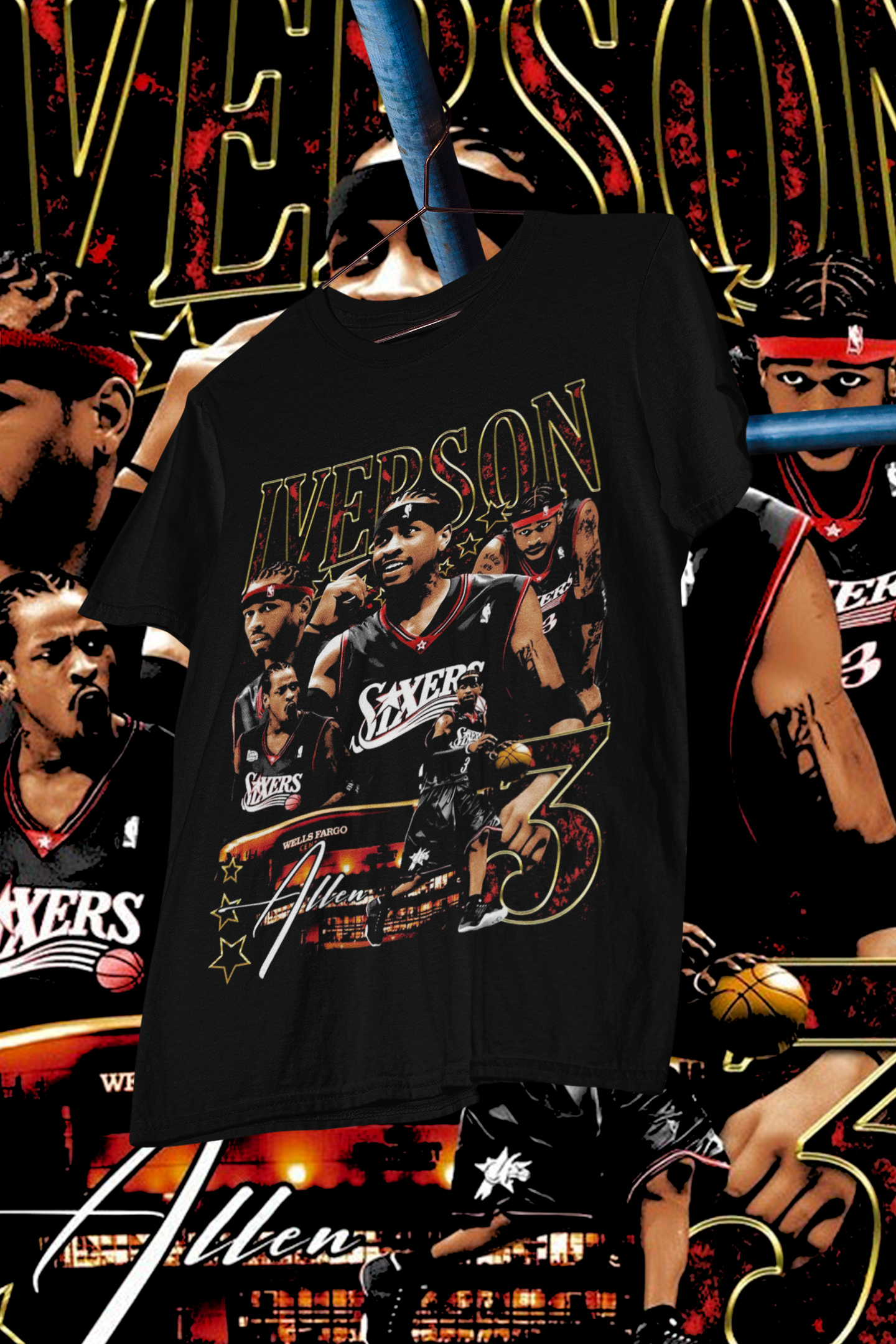 ALLEN IVERSON-shirt design, Bootleg tees design, ready to print, printable design basketball, 90s, DTF,DTG,300 DPI