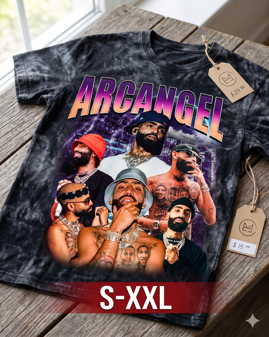 ARCANGEL Jumbo Print Acid Washed Vintage 90s Style Heavyweight T Shirt