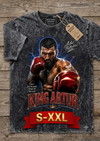 BOXING LEGENDS KING ARTHUR Jumbo Print Acid Washed Vintage 90s Style Heavyweight T-Shirt