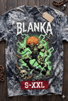 BLANKA Jumbo Print Acid Washed Vintage 90s Style Heavyweight T Shirt