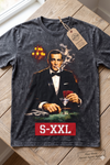 DOUBLE OHH SEVEN Jumbo Print Acid Washed Vintage 90s Style Heavyweight T-Shirt