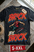BRICK BY BRICK LEGENDARY EDITION Jumbo Print Acid Washed Vintage 90s Style Heavyweight T-Shirt