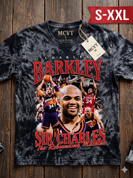CHARLES BARKLEY Jumbo Print Acid Washed Vintage 90s Style Heavyweight T-Shirt