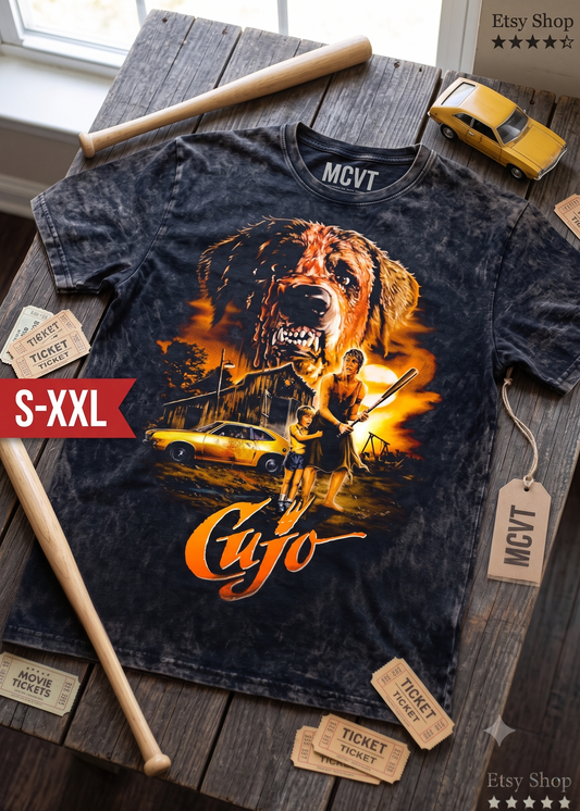 CUJO Jumbo Print Acid Washed Vintage 90s Style Heavyweight T-Shirt