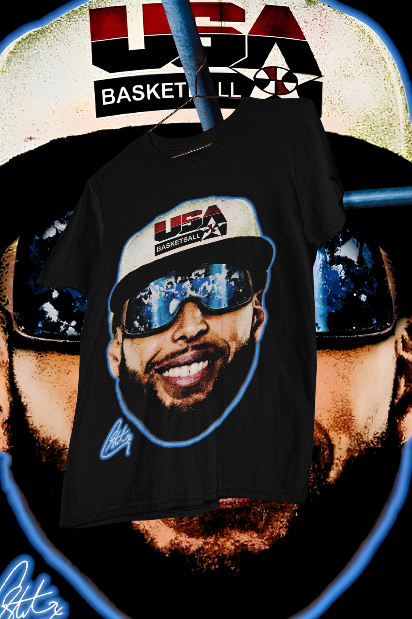 STEPH CURRY USA BIG FACE- shirt design, Bootleg tees design, ready to print, Printable design basketball, 90s, DTF,DTG,300 DPI