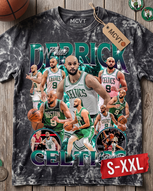 DERRICK WHITE Jumbo Print Acid Washed Vintage 90s Style Heavyweight T-Shirt