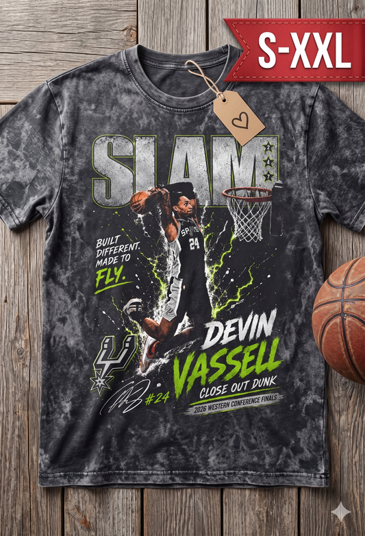 DEVIN VASSELL Jumbo Print Acid Washed Vintage 90s Style Heavyweight T-Shirt