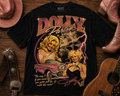 DOLLY PARTON Jumbo Print Acid Washed Vintage 90s Style Heavyweight T-Shirt