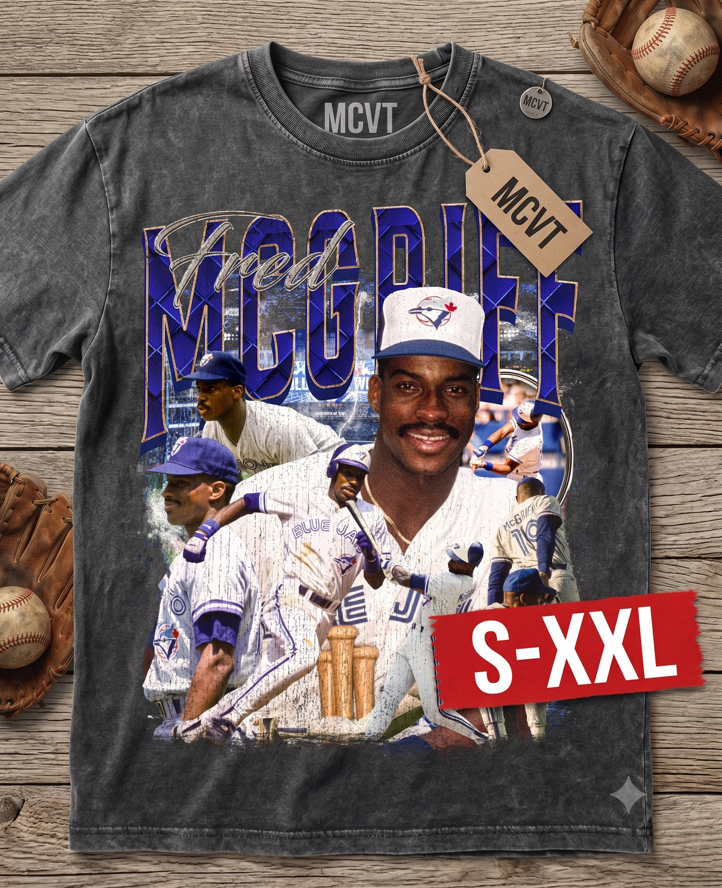 FRED MCGRIFF Jumbo Print Acid Washed Vintage 90s Style Heavyweight T-Shirt