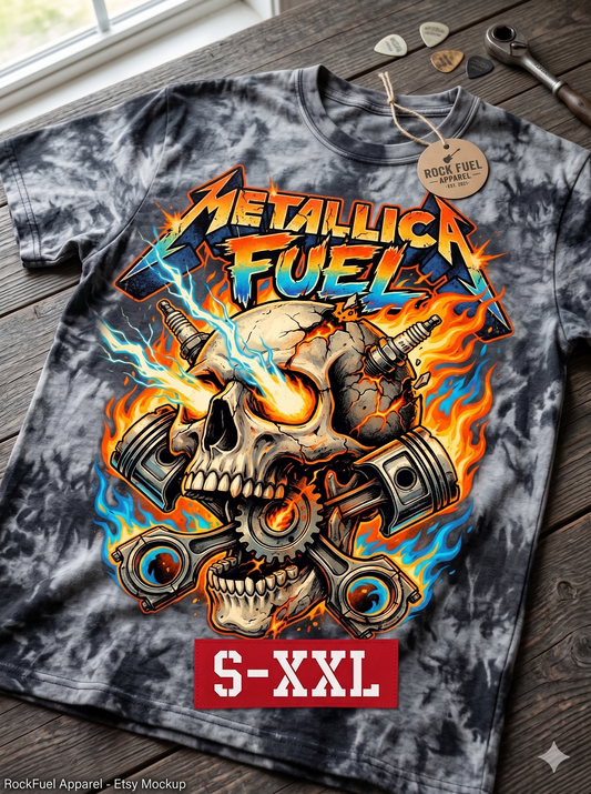 METAL LEGENDS Jumbo Print Acid Washed Vintage 90s Style Heavyweight T Shirt