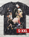 CAITLIN CLARK Jumbo Print Acid Washed Vintage 90s Style Heavyweight T Shirt