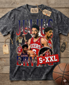JULIUS ERVING Jumbo Print Acid Washed Vintage 90s Style Heavyweight T Shirt