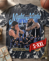 NIGHT NIGHT Jumbo Print Acid Washed Vintage 90s Style Heavyweight T Shirt