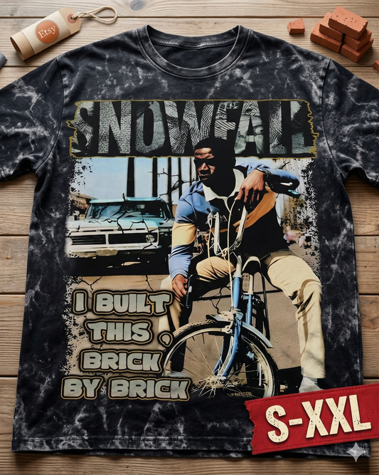 SNOWFALL Jumbo Print Acid Washed Vintage 90s Style Heavyweight T Shirt
