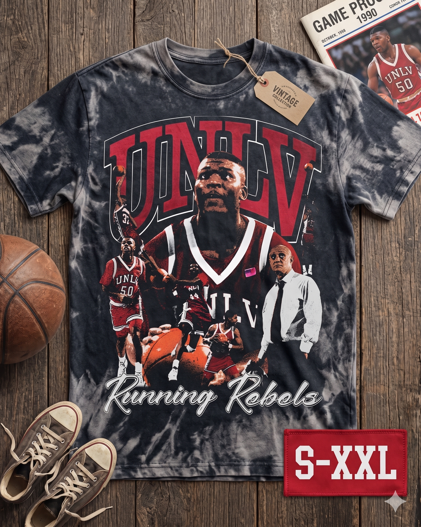 LARRY JOHNSON Jumbo Print Acid Washed Vintage 90s Style Heavyweight T Shirt