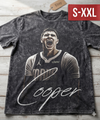 COOPER FLAGG Jumbo Print Acid Washed Vintage 90s Style Heavyweight T Shirt