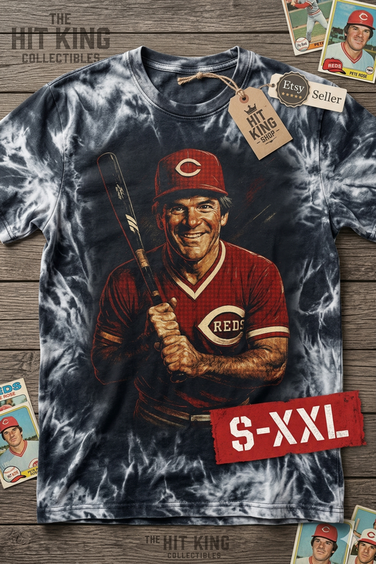 PETE ROSE Jumbo Print Acid Washed Vintage 90s Style Heavyweight T Shirt