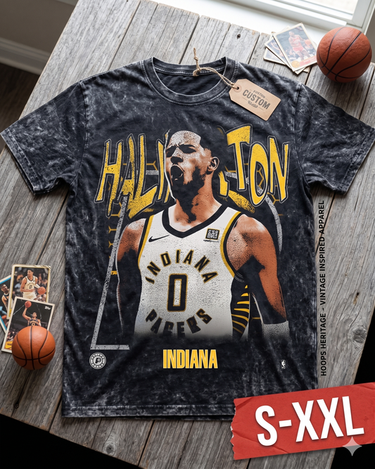 TYRESE HALIBURTON Jumbo Print Acid Washed Vintage 90s Style Heavyweight T Shirt