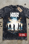 LINKIN PARK Jumbo Print Acid Washed Vintage 90s Style Heavyweight T Shirt