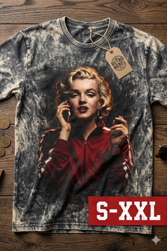 POP CULTURE LEGENDS Jumbo Print Acid Washed Vintage 90s Style Heavyweight T Shirt