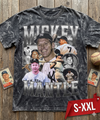MICKEY MANTLE Jumbo Print Acid Washed Vintage 90s Style Heavyweight T Shirt