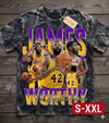 JAMES WORTHY Jumbo Print Acid Washed Vintage 90s Style Heavyweight T-Shirt