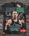 JASON KIDD Jumbo Print Acid Washed Vintage 90s Style Heavyweight T Shirt