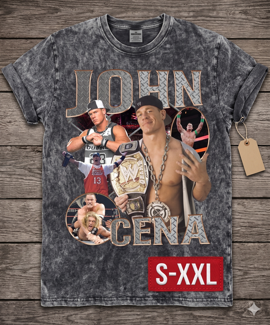 JOHN CENA Jumbo Print Acid Washed Vintage 90s Style Heavyweight T-Shirt