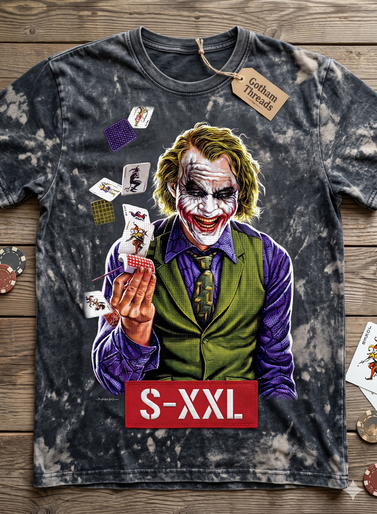 THE JOKER Jumbo Print Acid Washed Vintage 90s Style Heavyweight T-Shirt