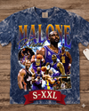 KARL MALONE Jumbo Print Acid Washed Vintage 90s Style Heavyweight T-Shirt
