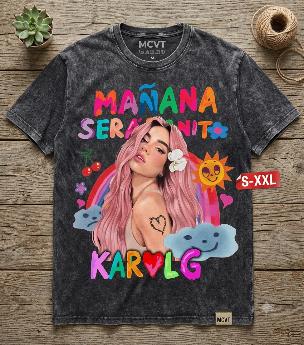 KAROL G Jumbo Print Acid Washed Vintage 90s Style Heavyweight T-Shirt