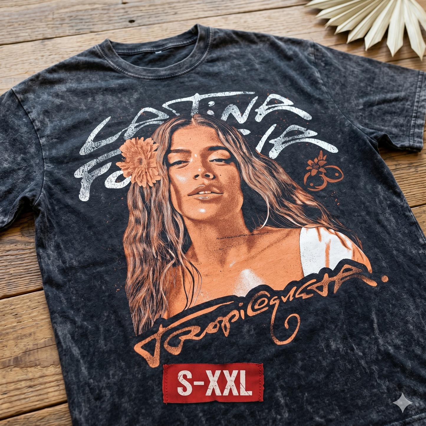 KAROL G Jumbo Print Acid Washed Vintage 90s Style Heavyweight T Shirt