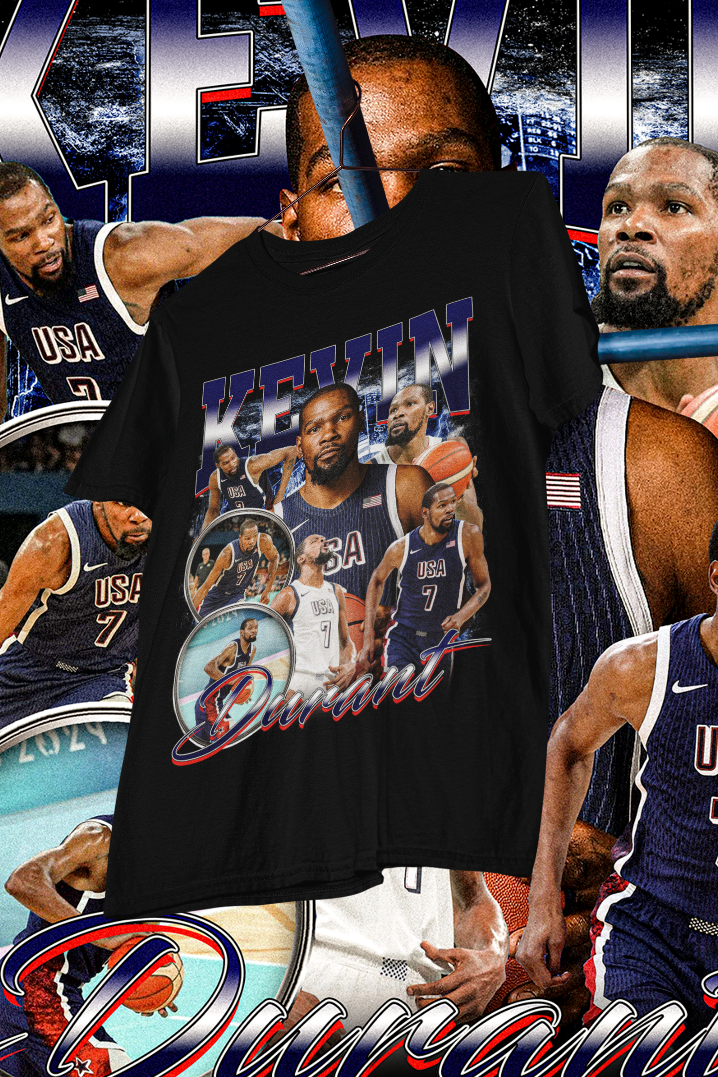 KEVIN DURANT USA - shirt design, Bootleg tees design, ready to print, Printable design basketball, 90s, DTF,DTG,300 DPI