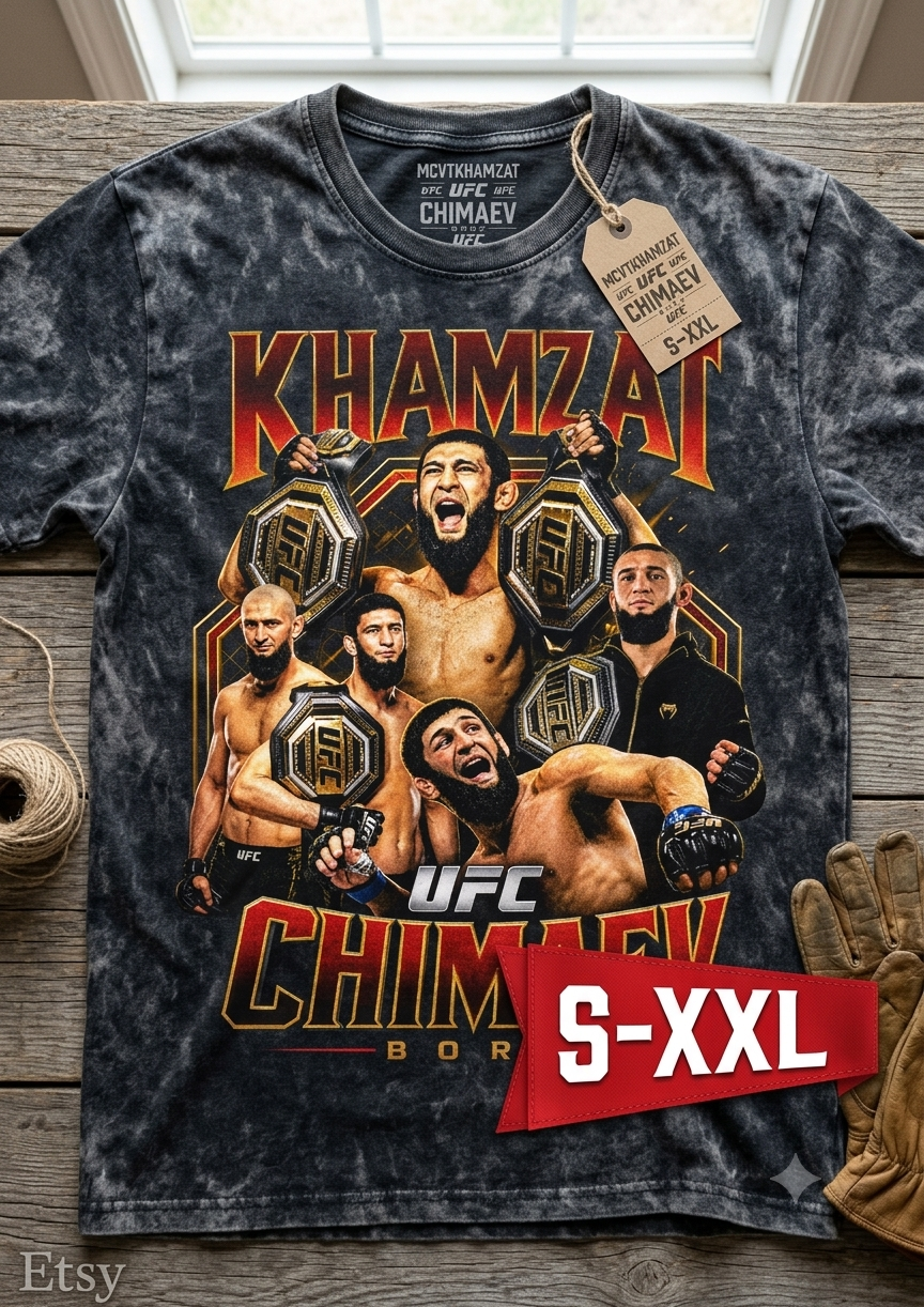 FIGHTER LEGENDS KAMZAT Jumbo Print Acid Washed Vintage 90s Style Heavyweight T-Shirt