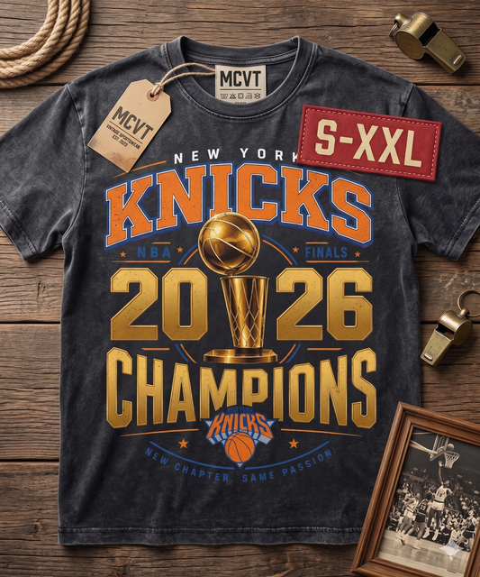 2026 CHAMPIONS Jumbo Print Acid Washed Vintage 90s Style Heavyweight T-Shirt