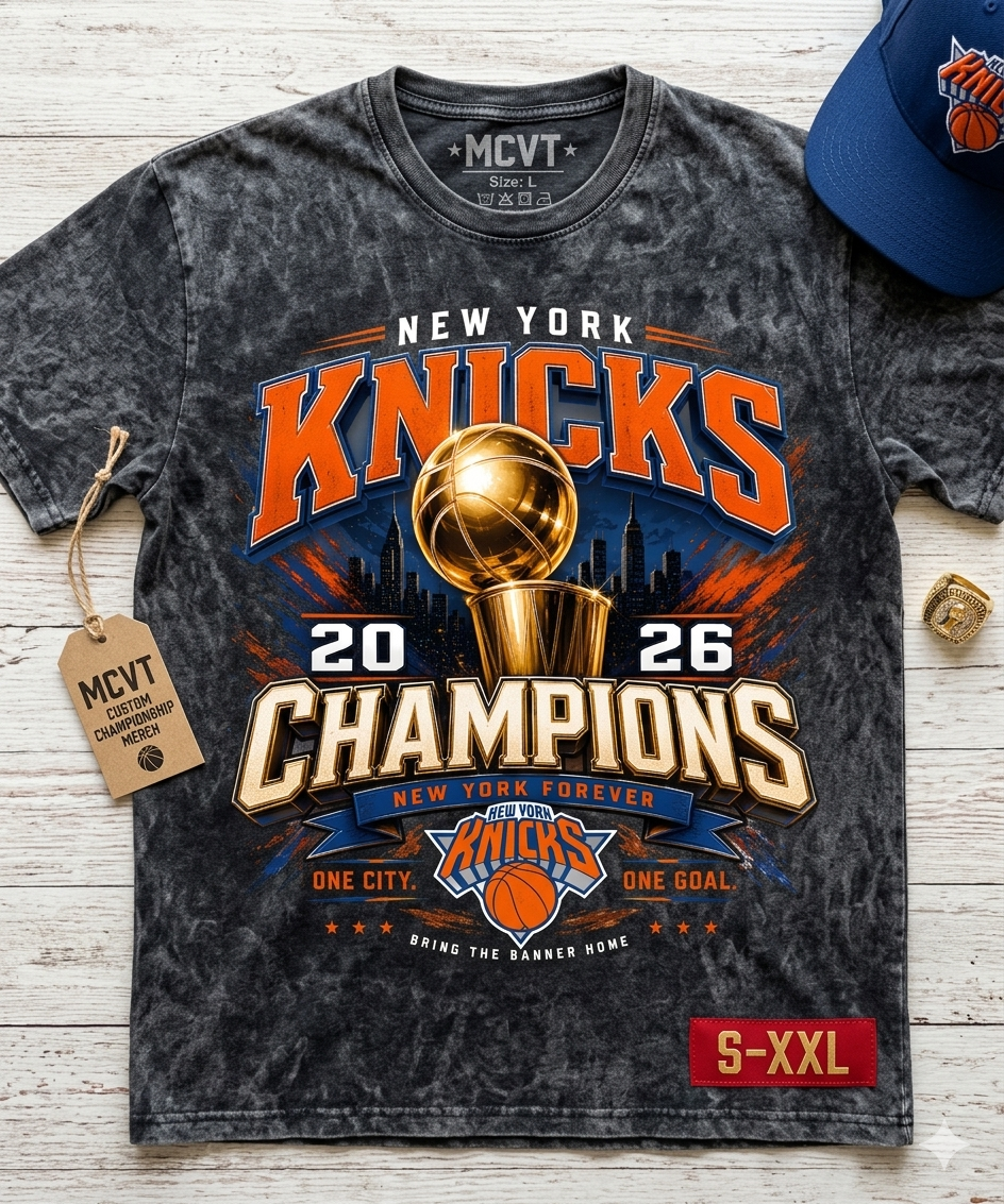 2026 CHAMPIONS Jumbo Print Acid Washed Vintage 90s Style Heavyweight T-Shirt