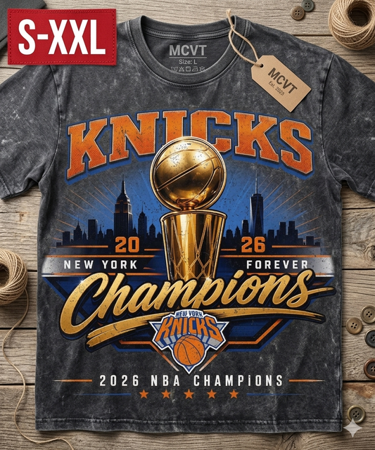 2026 CHAMPIONS Jumbo Print Acid Washed Vintage 90s Style Heavyweight T-Shirt