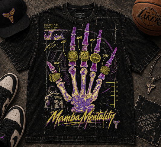 KOBE ICONIC SERIES Jumbo Print Acid Washed Vintage 90s Style Heavyweight T-Shirt