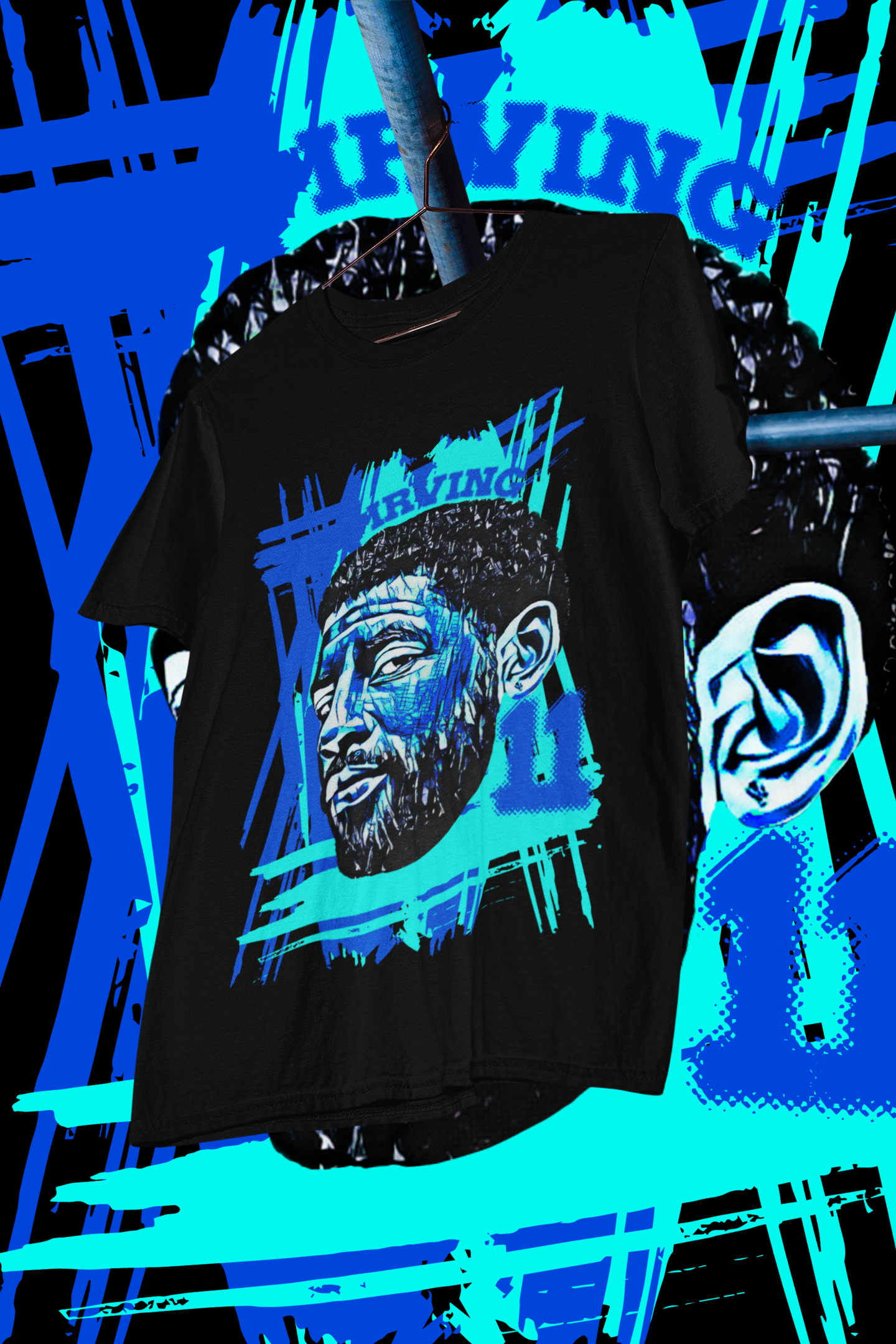 KYRIE IRVING BIG FACE CARTOON -shirt design, Bootleg tees design, ready to print, Printable design basketball, 90s, DTF,DTG,300 DPI