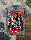LEBRON JAMES Jumbo Print Acid Washed Vintage 90s Style Heavyweight T-Shirt