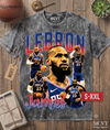 LEBRON JAMES Jumbo Print Acid Washed Vintage 90s Style Heavyweight T-Shirt