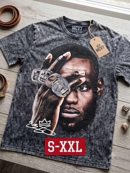 LEBRON JAMES Jumbo Print Acid Washed Vintage 90s Style Heavyweight T-Shirt