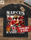 MARCUS RASHFORD Jumbo Print Acid Washed Vintage 90s Style Heavyweight T-Shirt