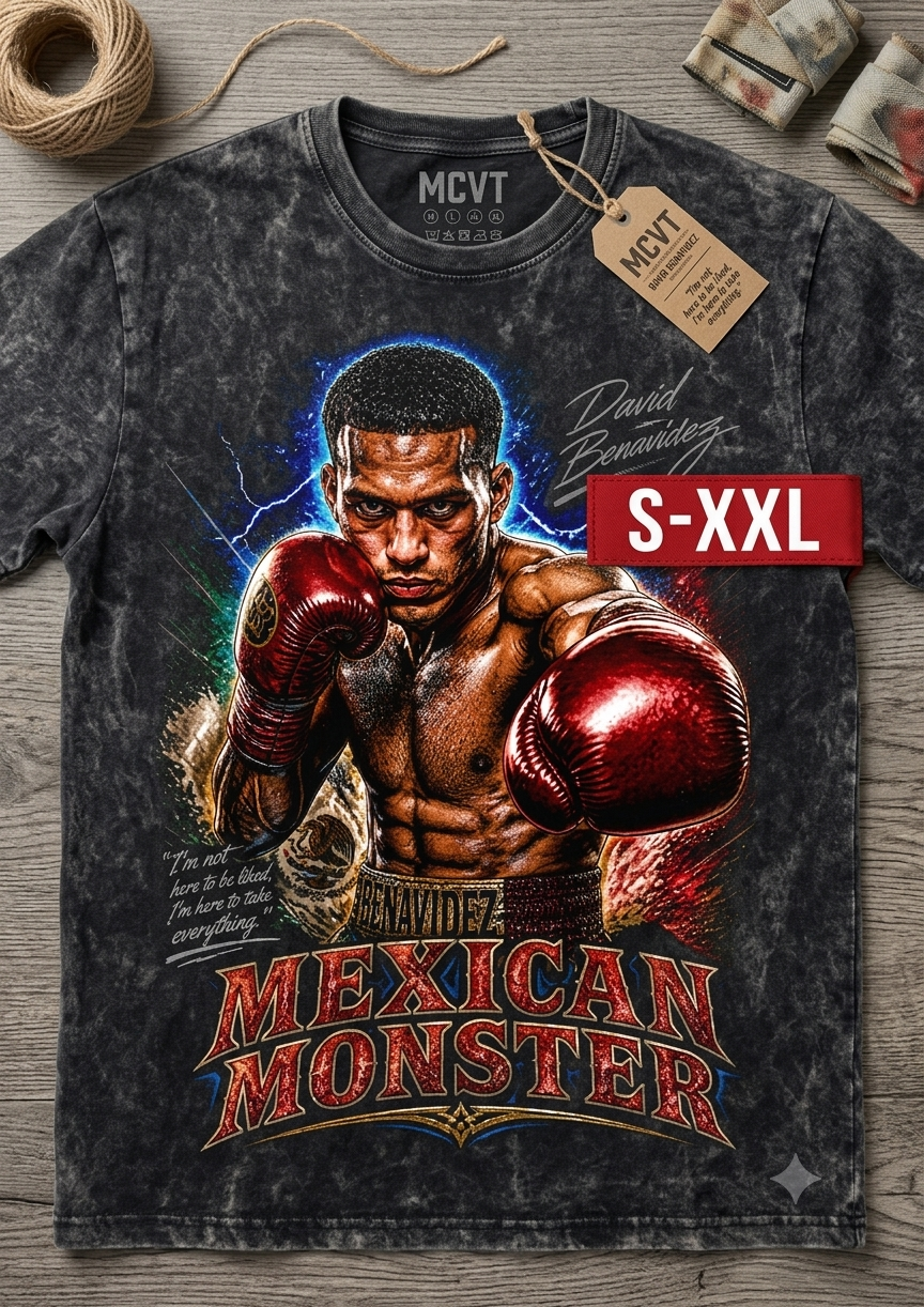 MEXICAN MONSTER Jumbo Print Acid Washed Vintage 90s Style Heavyweight T-Shirt