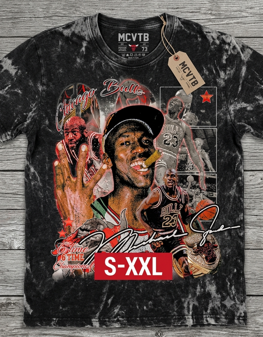 MICHAEL JORDAN Jumbo Print Acid Washed Vintage 90s Style Heavyweight T-Shirt