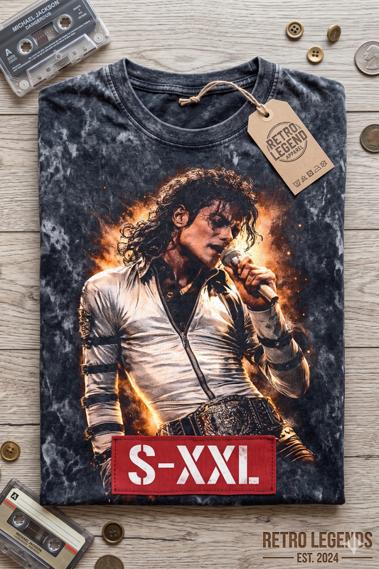 MICHAEL JACKSON Jumbo Print Acid Washed Vintage 90s Style Heavyweight T-Shirt