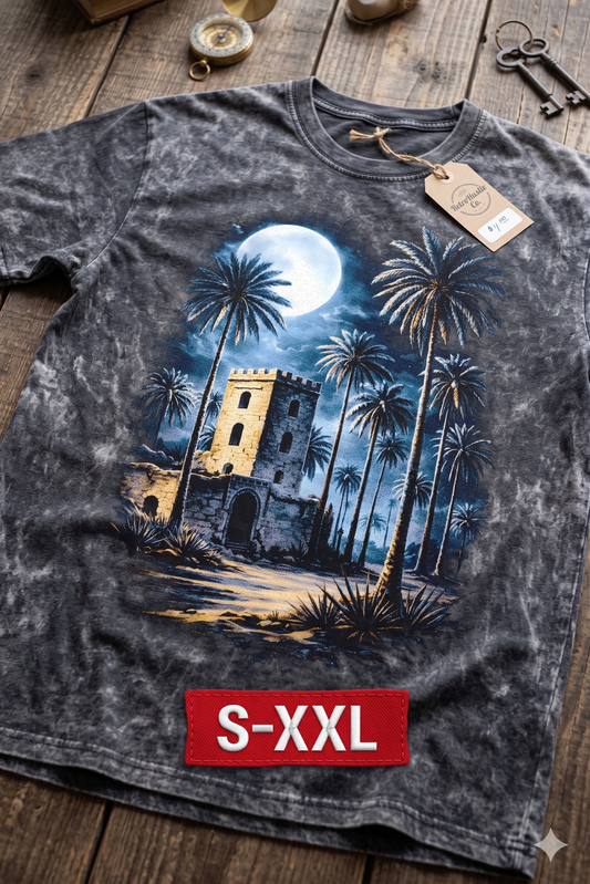 NIGHT LEGENDS Jumbo Print Acid Washed Vintage 90s Style Heavyweight T-Shirt